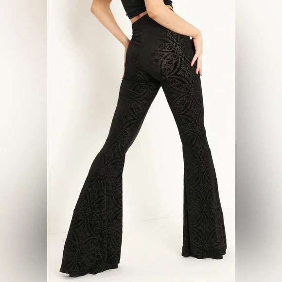 BLACKMILK Burned Velvet HIGH WAIST FLARE PANTS! - Picture 4 of 9
